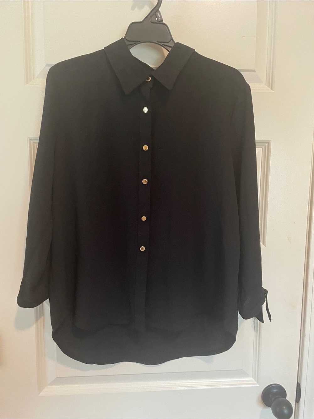Marc New York Black Button-Front Collared Blouse